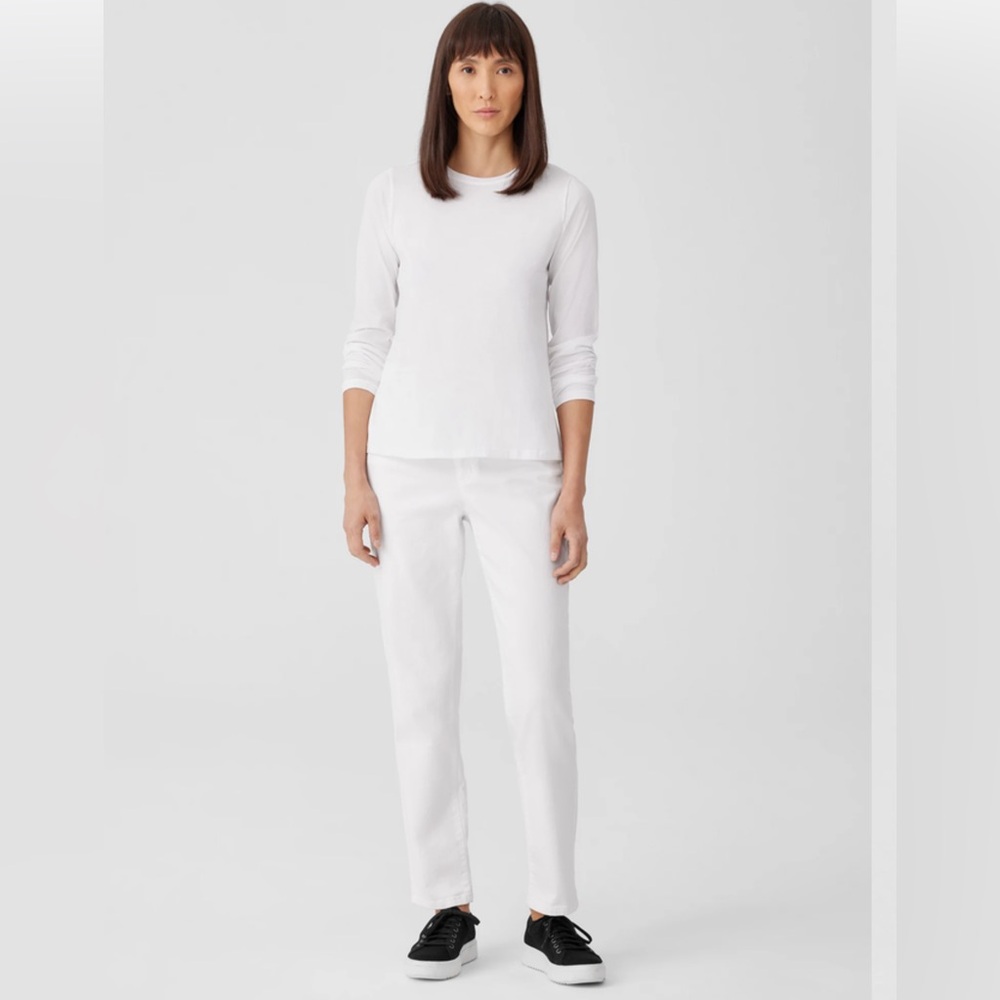 EILEEN FISHER White Organic Cotton Denim Slim Jean Size 14